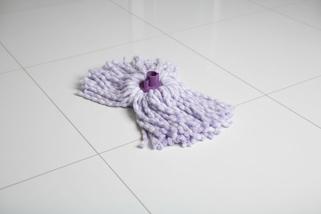 Fregona microfibra trenzada lila-blanco 100% poliéster caja 24 uds. mayorista Export Belmar