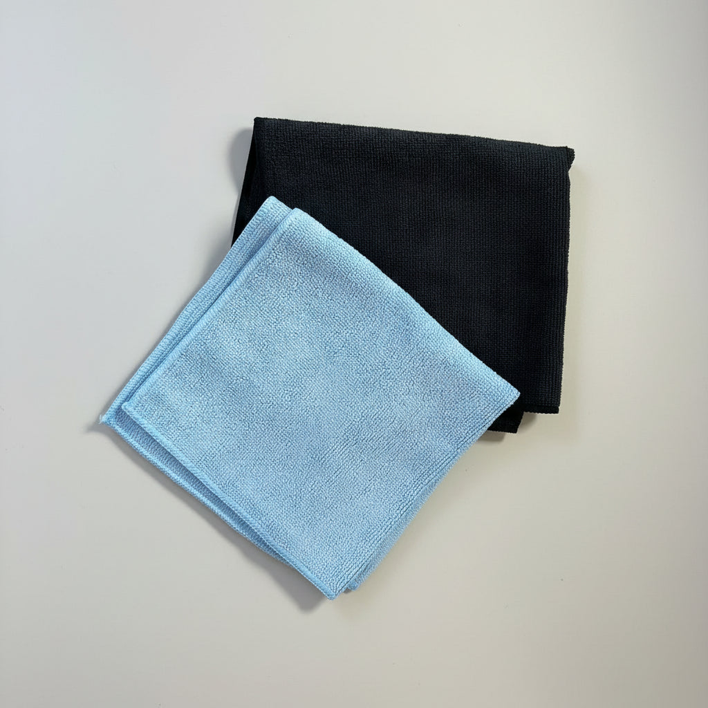 24 BAYETAS DE MICROFIBRA COLOR NEGRO/AZUL